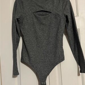 Express Gray Long Sleeve Bodysuit